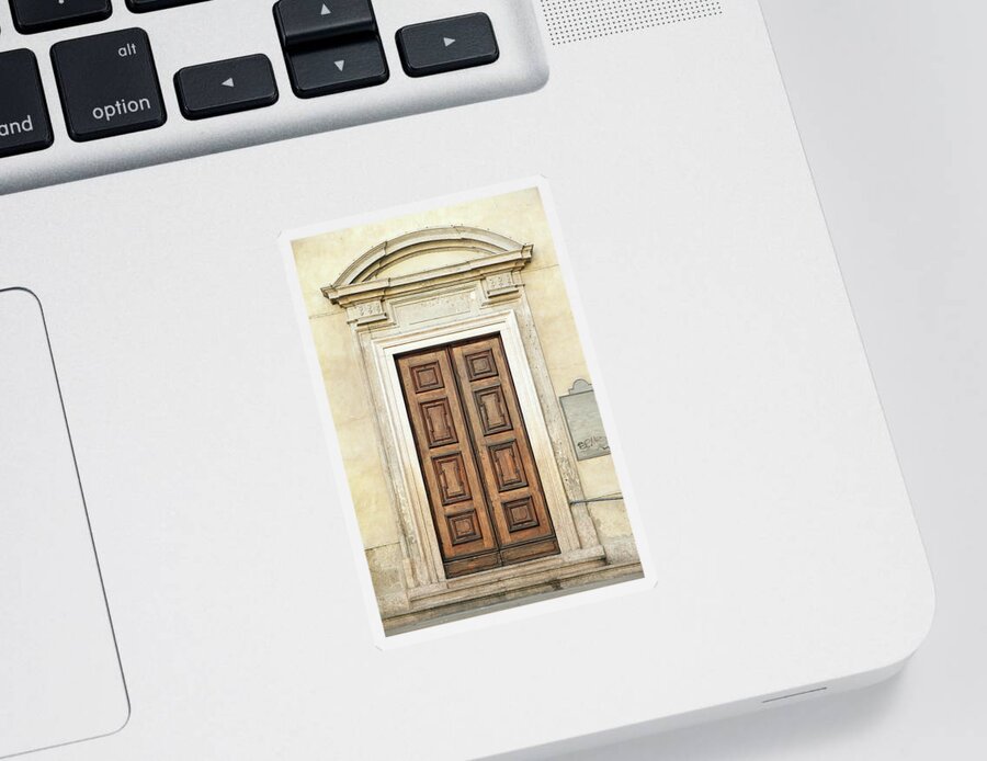 Church Sticker featuring the photograph Church Door by Valentino Visentini