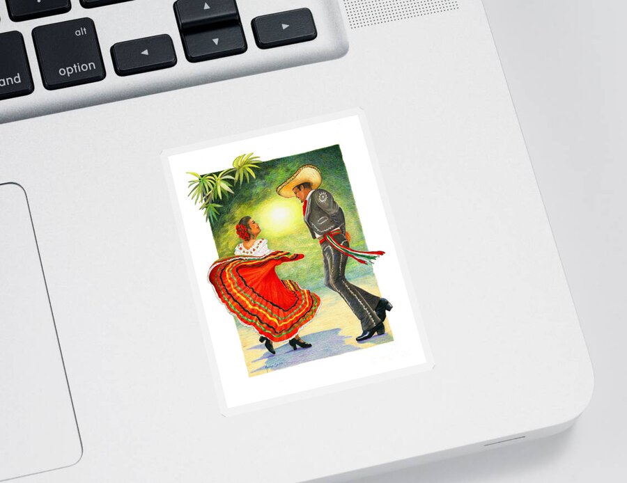 Cinco De Mayo Sticker featuring the drawing Cinco de Mayo Dancers by Marilyn Smith
