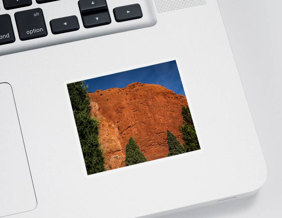 Blue Sky Sticker featuring the photograph Climbing the Gardens of the Gods by Ron Pate