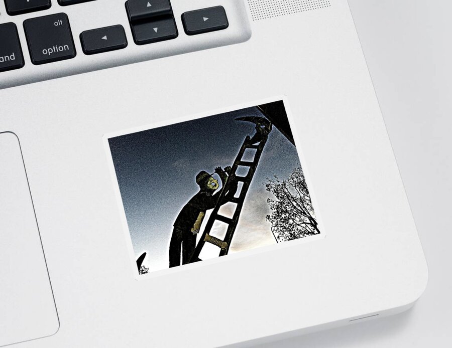 200 Views Sticker featuring the photograph Climbing To The Moon by Jenny Revitz Soper