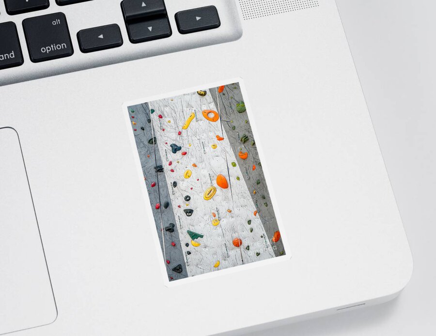 Abundance Sticker featuring the photograph Climbing Wall Showing a Wide Variety of Handholds by Bryan Mullennix