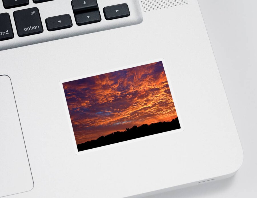 Goldenl Sunrise Sticker featuring the photograph Cloud Filled Sunrise by Sally Weigand