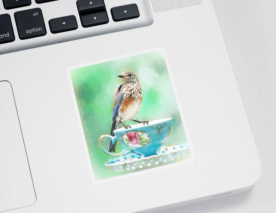 Bluebird Sticker featuring the painting Coffee Tea Or Me by Tina LeCour