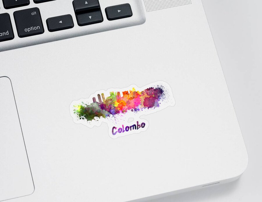 Colombo Sticker featuring the painting Colombo skyline in watercolor by Pablo Romero