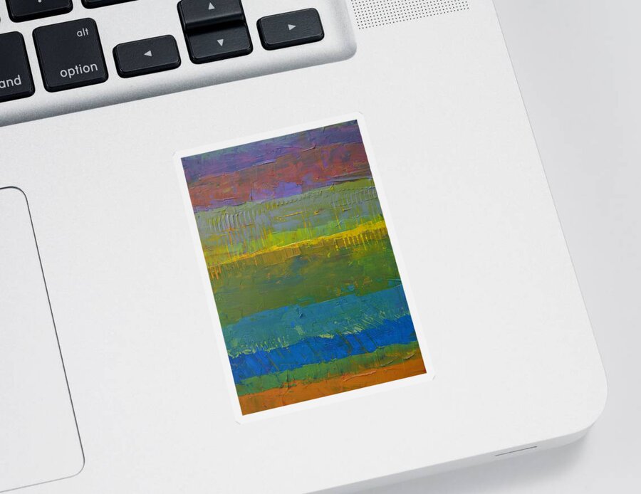 Abstract Sticker featuring the painting Color Collage Five by Michelle Calkins