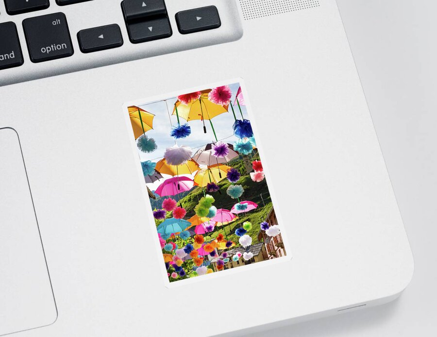 Umbrella Sticker featuring the photograph Colored umbrellas # I by Paul MAURICE