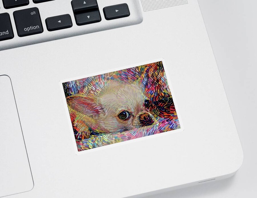 Chihuahua Sticker featuring the mixed media Colorful Abstract Chihuahua by Peggy Collins