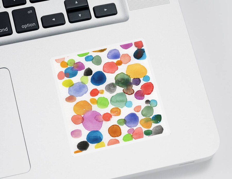 Abstract Watercolor Art Sticker featuring the painting Colorful Bubbles by Linda Woods