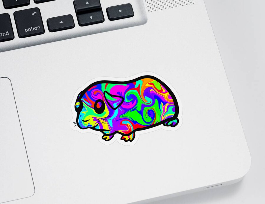 Guinea Pig Sticker featuring the digital art Colorful Guinea Pig by Chris Butler