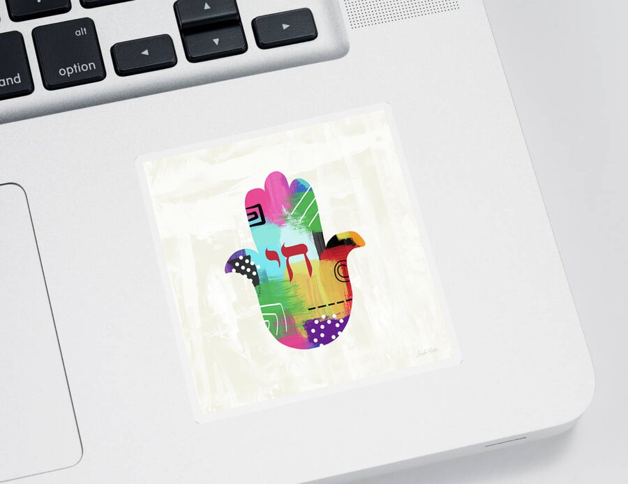 Hamsa Sticker featuring the painting Colorful Life Hamsa- Art by Linda Woods by Linda Woods