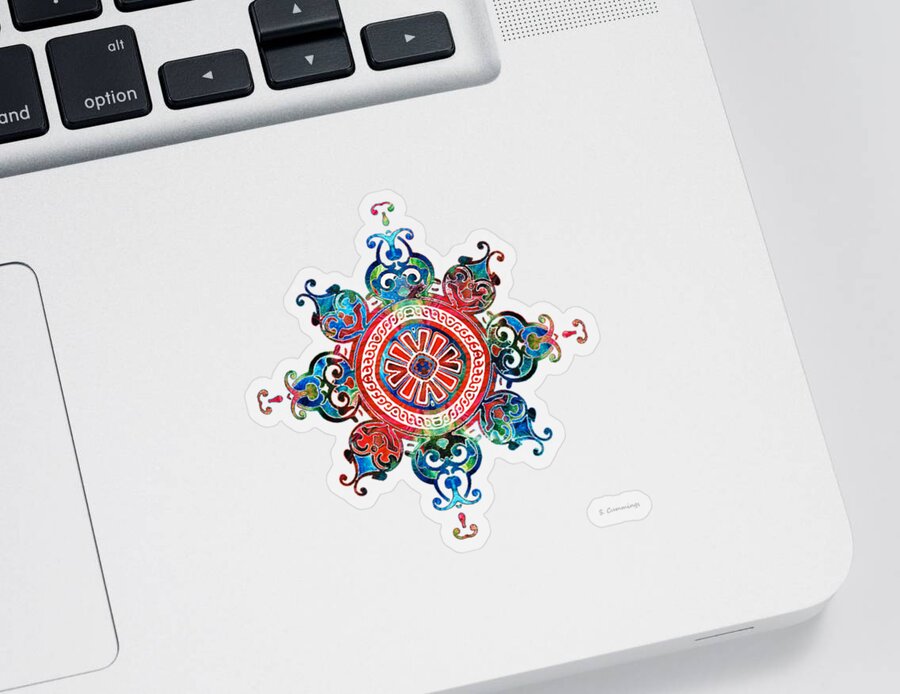 Mandala Sticker featuring the painting Colorful Pattern Art - Color Fusion Design 3 By Sharon Cummings by Sharon Cummings