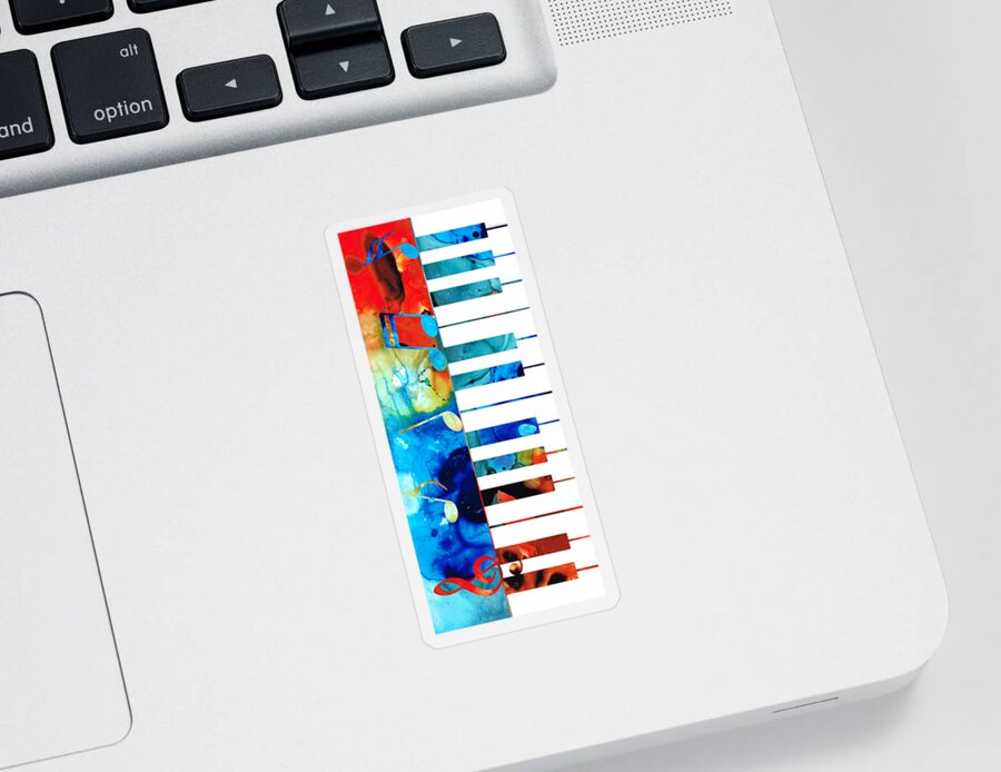 Piano Sticker featuring the painting Colorful Piano Art by Sharon Cummings by Sharon Cummings