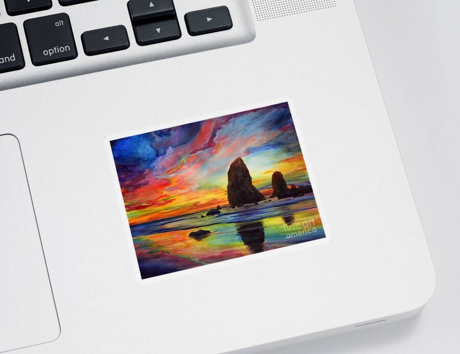 Sunset Sticker featuring the painting Colorful Solitude by Hailey E Herrera