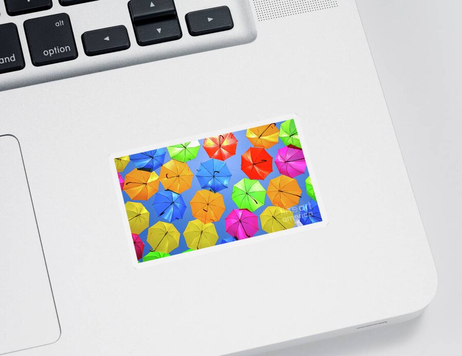 Umbrellas Sticker featuring the photograph Colorful Umbrellas I by Raul Rodriguez