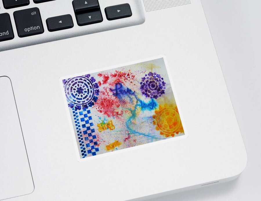 Brusho Sticker featuring the mixed media Colourful Abstract by Betty-Anne McDonald