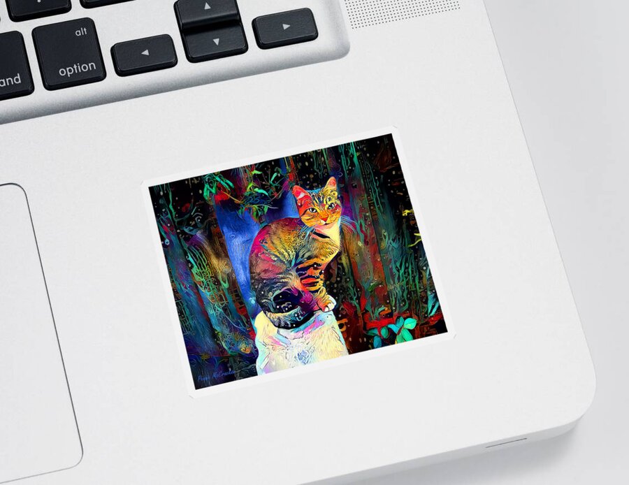 Cat Sticker featuring the digital art Colourful Calico by Pennie McCracken