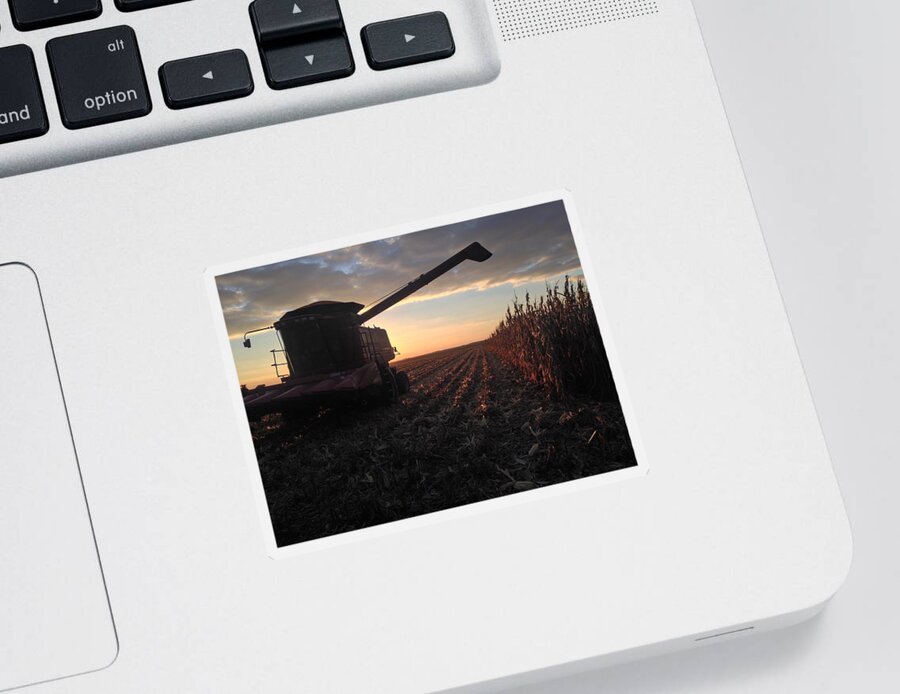Combine Silhouette Sticker featuring the photograph Combine Silhouette by Dylan Punke