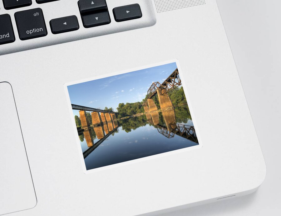 Congaree River Sticker featuring the photograph Congaree River RR Trestles - 1 by Charles Hite