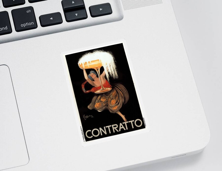 Contratto Sticker featuring the mixed media Contratto - Vintage Liquor Advertising Poster by Studio Grafiikka