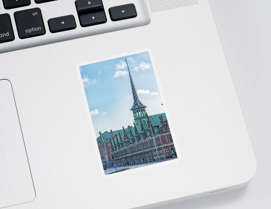 Denmark Sticker featuring the photograph Copenhagen Borsen Stock Exchange Building by Antony McAulay