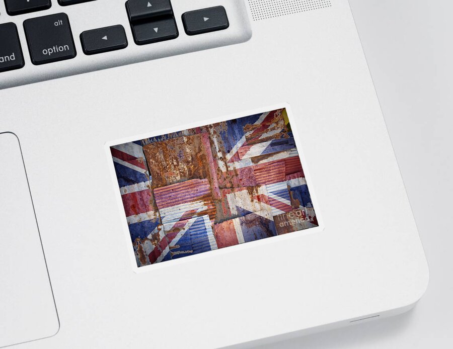 United Sticker featuring the photograph Corrugated Iron United Kingdom Flag by Antony McAulay