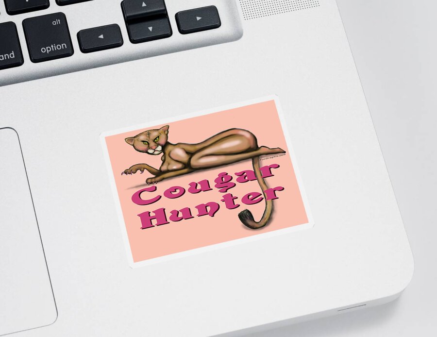 Cougar Sticker featuring the greeting card Cougar Hunter by Kevin Middleton