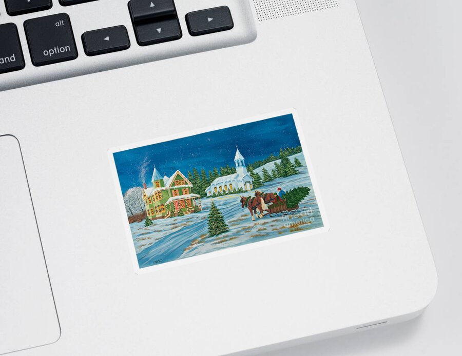 Winter Scene Paintings Sticker featuring the painting Country Christmas by Charlotte Blanchard