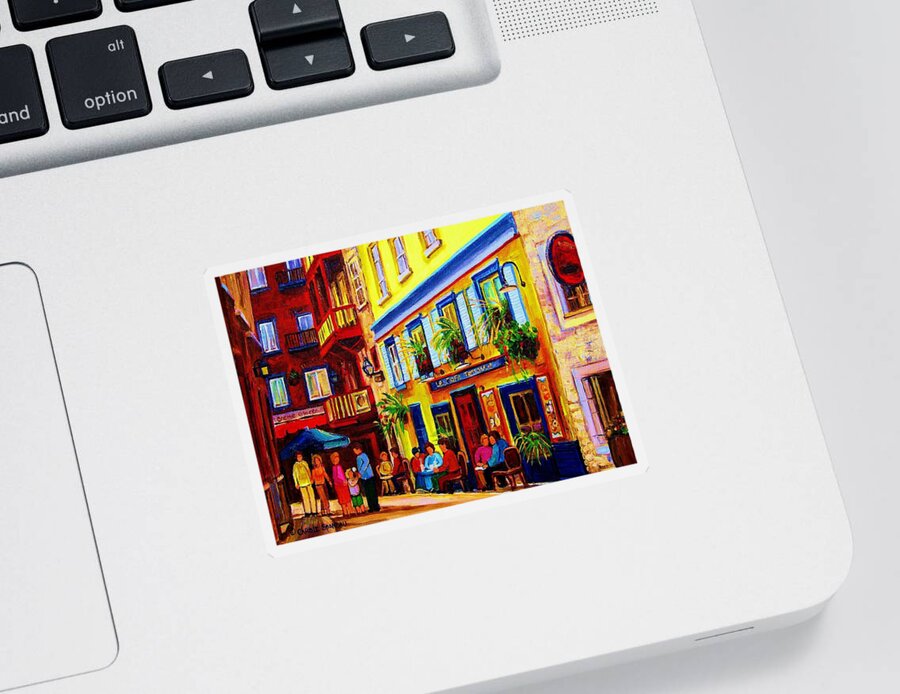 Courtyard Cafes Sticker featuring the painting Courtyard Cafes by Carole Spandau
