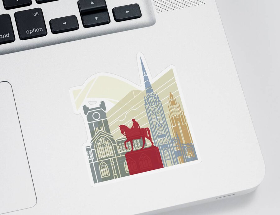 Coventry Sticker featuring the painting Coventry skyline poster by Pablo Romero