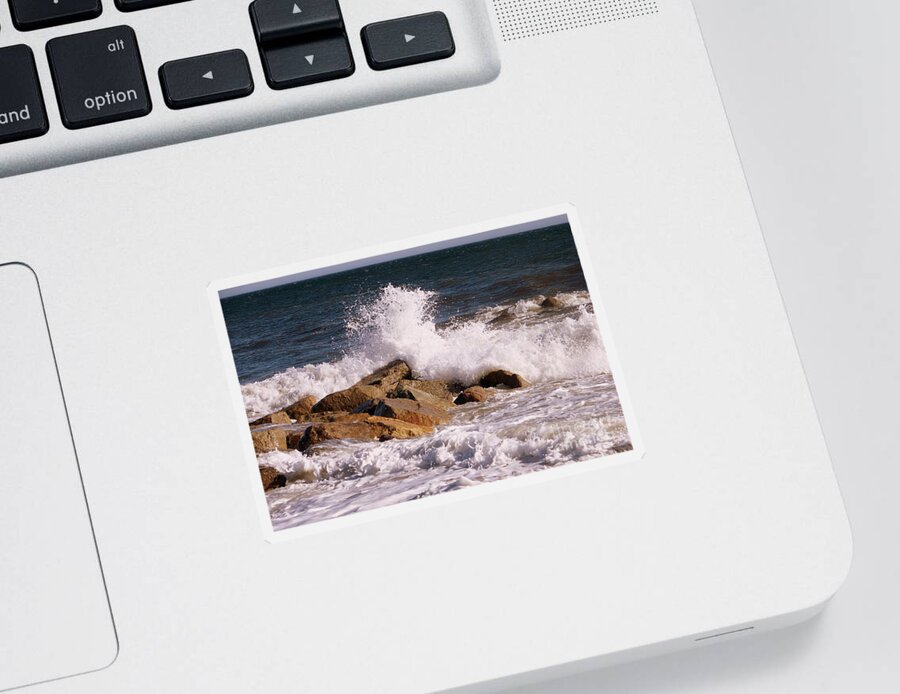 Seascape Sticker featuring the photograph Crashing Surf by Eunice Miller