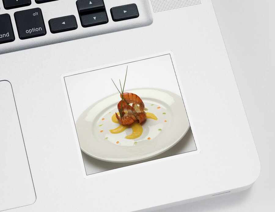 Cray Sticker featuring the photograph Crayfish with mango coulis by Frank Lee