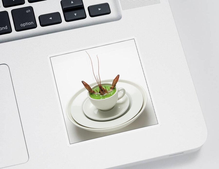 Food Sticker featuring the photograph Crayfish with pea soup by Frank Lee