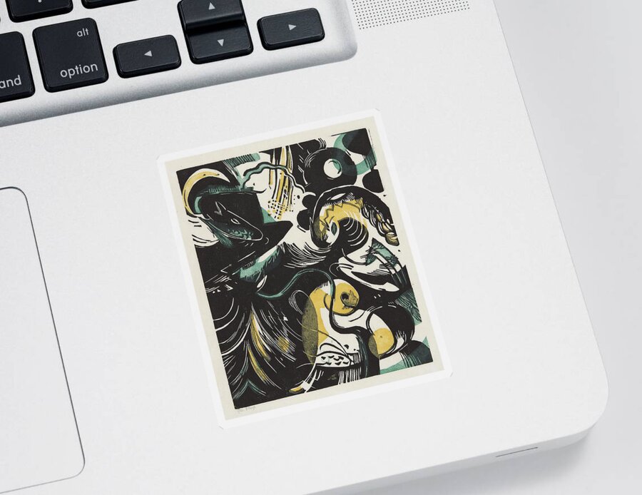 Franz Marc Sticker featuring the drawing Creation History II by Franz Marc