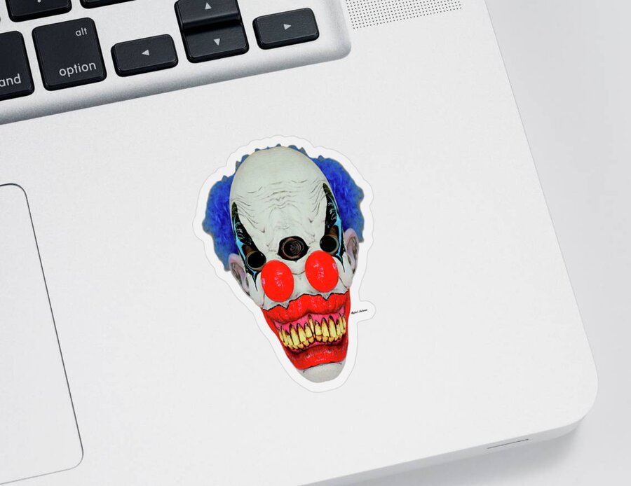 Rafael Salazar Sticker featuring the digital art Creepy Clown by Rafael Salazar