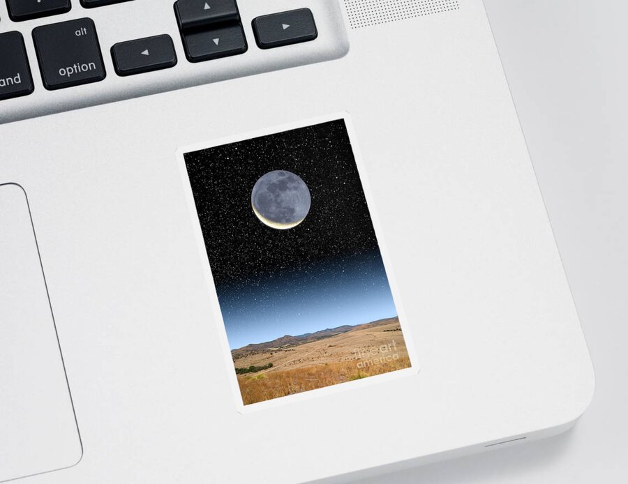 Moon Sticker featuring the photograph Crescent Moon and Earthshine by Larry Landolfi