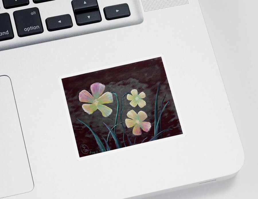 Fine Art Sticker featuring the painting Crimson Flower by Stephen Daddona
