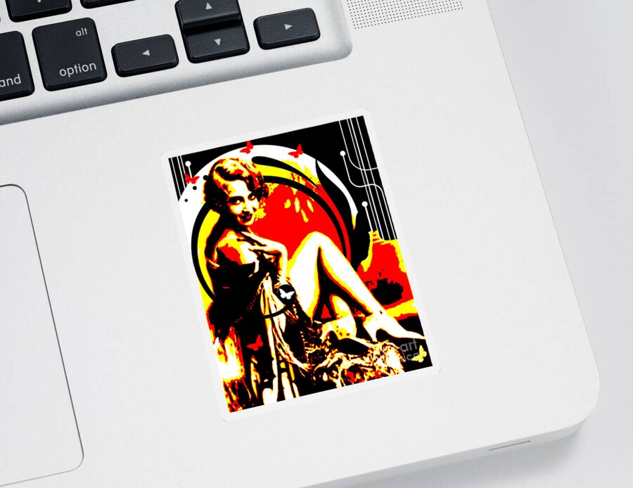 Nostalgic Seduction Sticker featuring the mixed media Nostalgic Seduction - Crimson Moon by Chris Andruskiewicz
