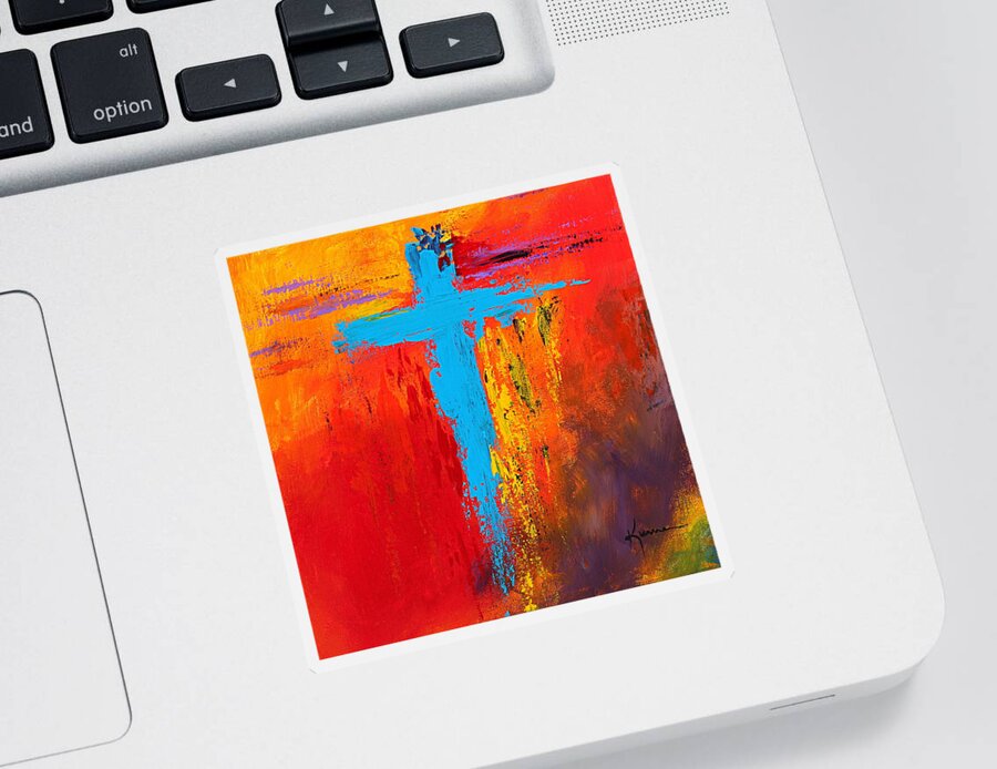 Christian Sticker featuring the painting Cross No.3 by Kume Bryant