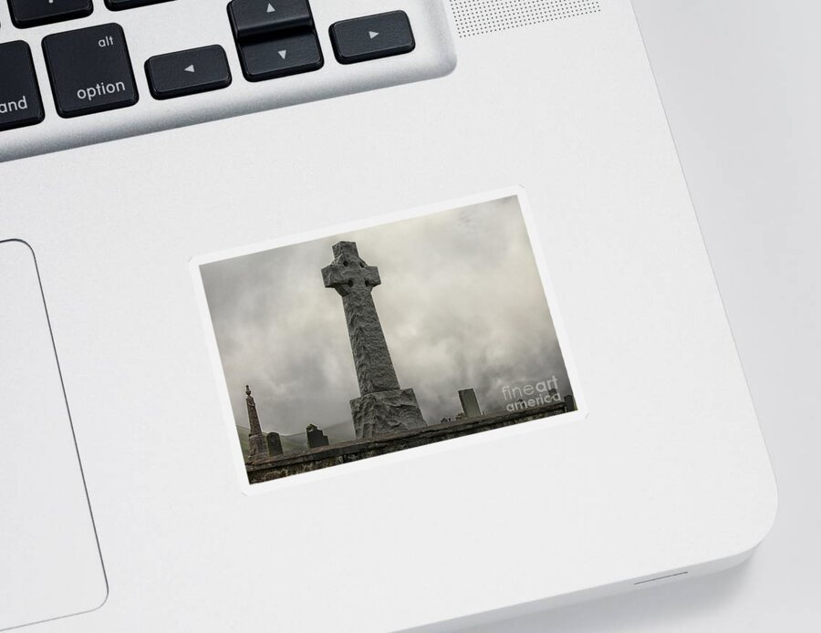 Cross Sticker featuring the photograph Cross at Flora MacDonald's grave in Scotland by Patricia Hofmeester