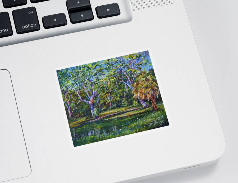 Grass Sticker featuring the painting Croton Pond by AnnaJo Vahle