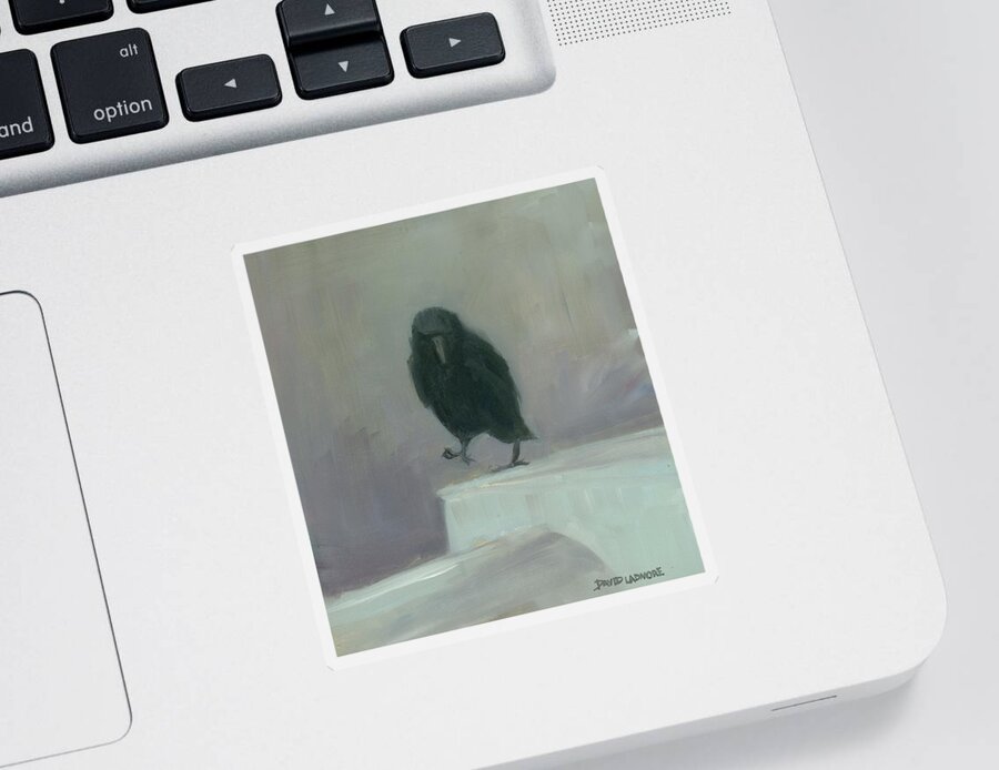 Bird Sticker featuring the painting Crow 16 by David Ladmore