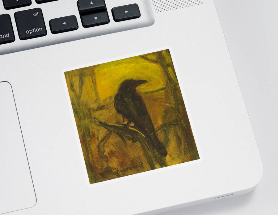Bird Sticker featuring the painting Crow 21 by David Ladmore