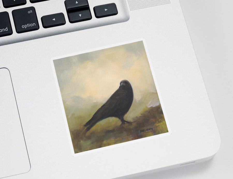 Bird Sticker featuring the painting Crow 24 by David Ladmore