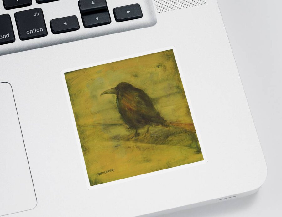 Bird Sticker featuring the painting Crow 27 by David Ladmore