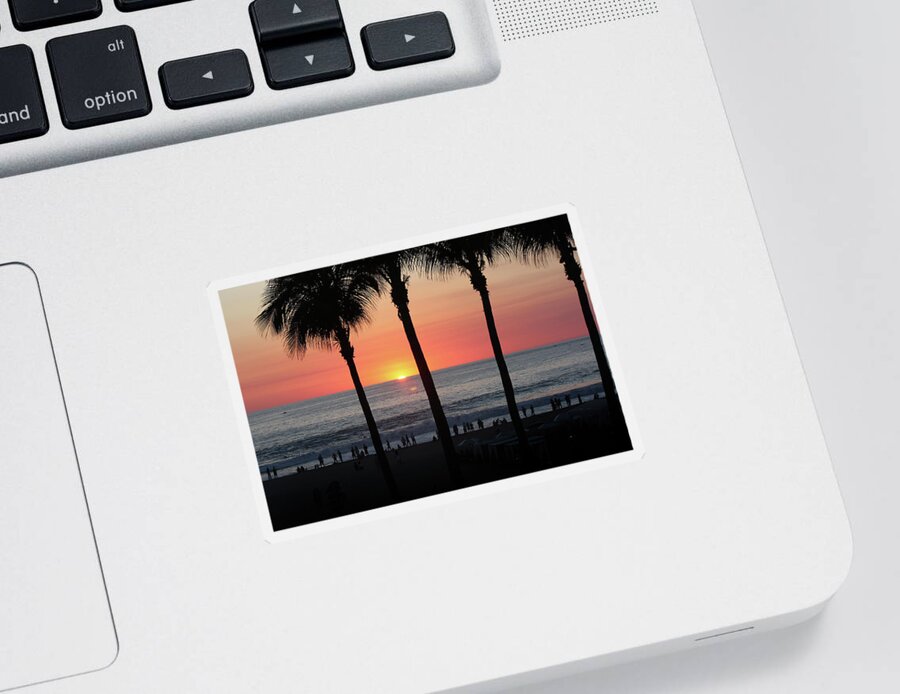Beach Sticker featuring the photograph Crowd at Sunset by Gravityx9 Designs