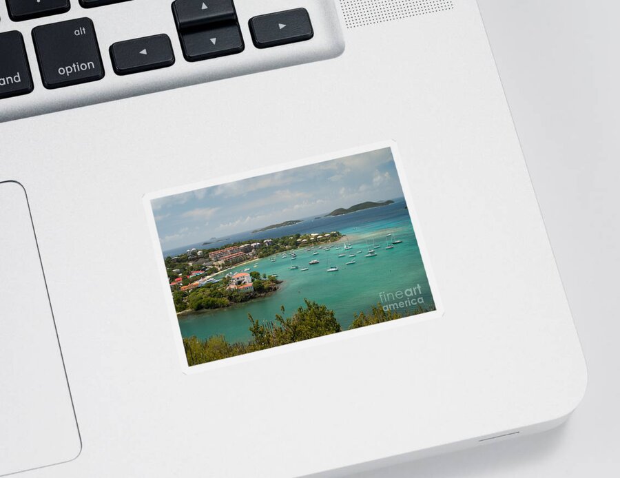 Virgin Islands Sticker featuring the photograph Cruz Bay on St John - US Virgin Island by Anthony Totah