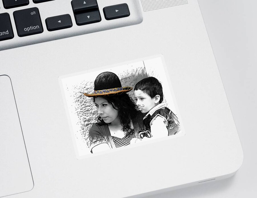 Mother Sticker featuring the photograph Cuenca Kids 912 by Al Bourassa