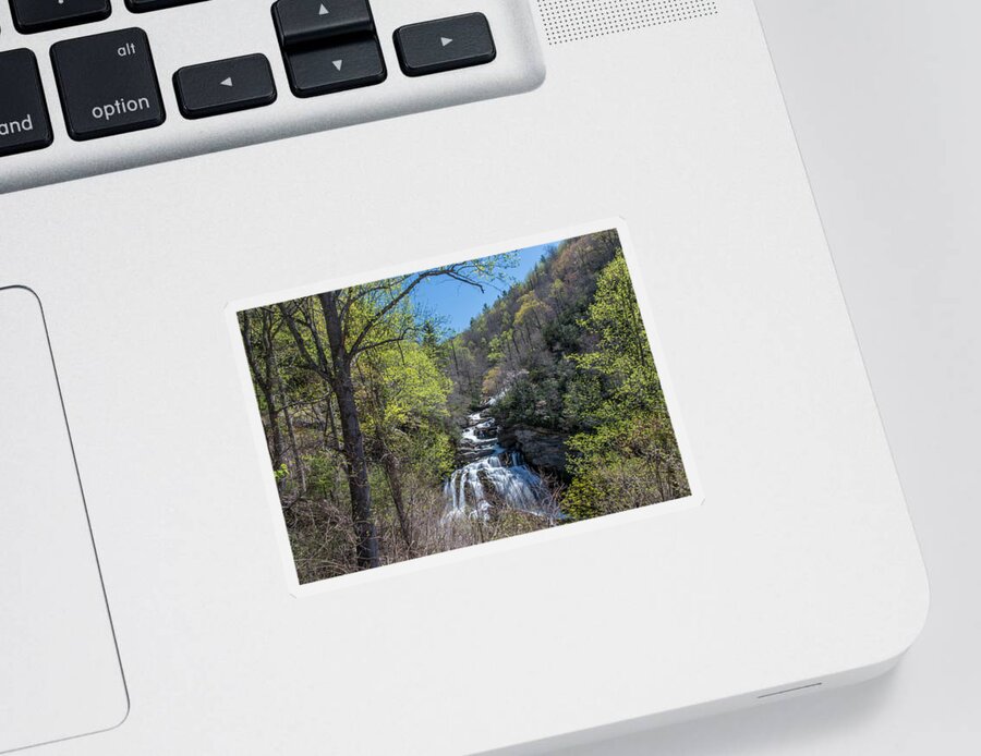 Cullasaja Falls Sticker featuring the photograph Cullasaja In The Spring Time by Chris Berrier