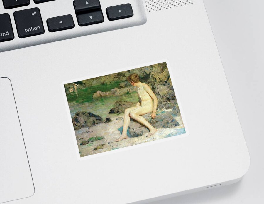Cupid Sticker featuring the painting Cupid and the Sea Nymphs by Henry Scott Tuke