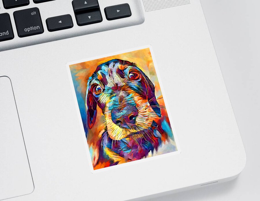 Dog Sticker featuring the painting Dachshund 2 by Chris Butler